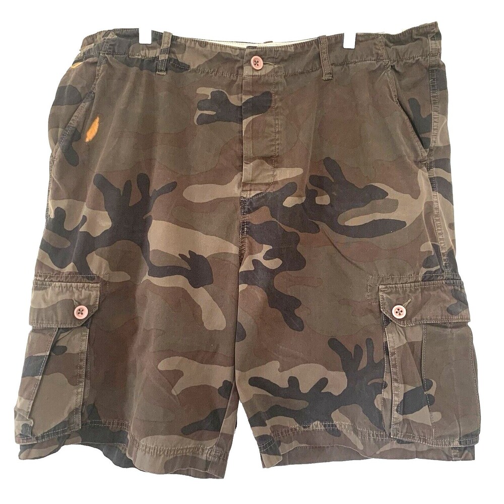 Vintage Woodland Camo Button-Fly Cargo Shorts 40" Waist 100% Cotton 90s